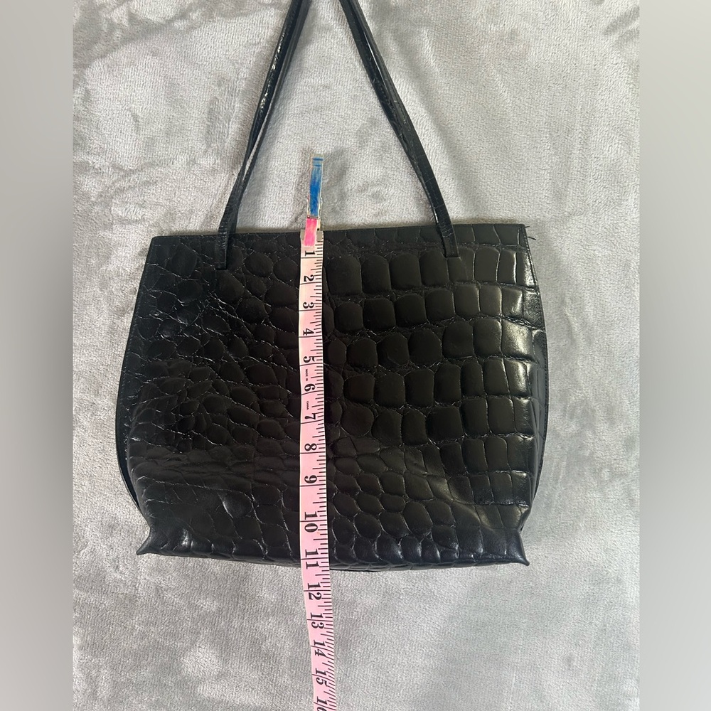 Furla crocodile embossed black leather tote bag - Picture 12 of 16